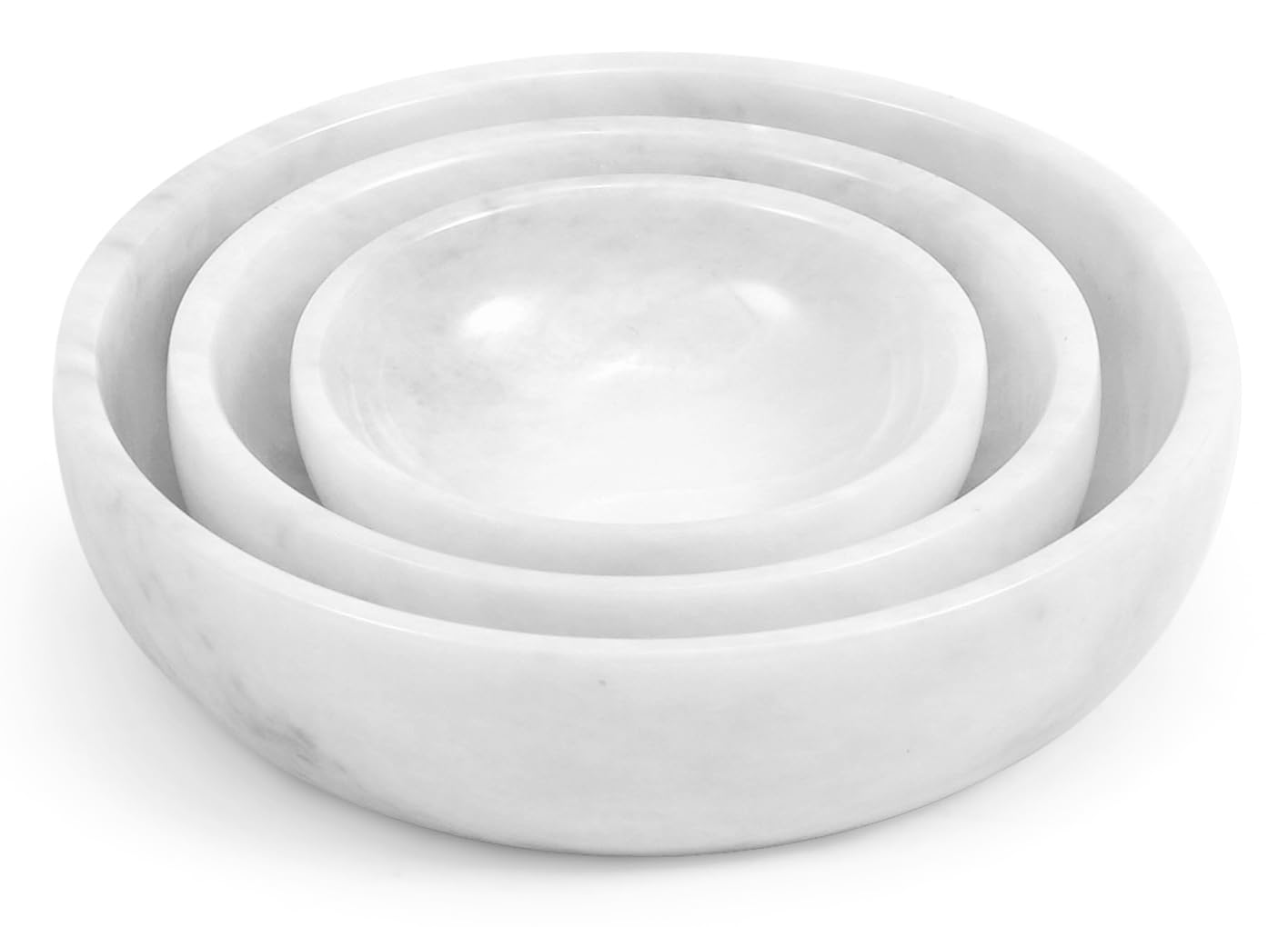 SPESHSTONES Marble Bowls Set of 3 Handmade White Small Decorative Mixing Plates and Bowl for Dark Soy Sauce Serving, Storage & Kitchen Essentials - Stone Dishes Sets for Dining Table Decor