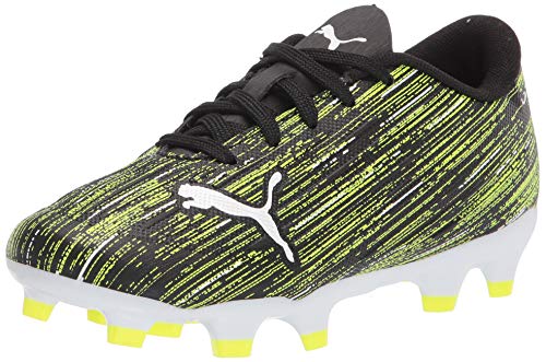 Image of PUMA Ultra 4.2 FG/AG JR Soccer Shoe, Black White-Yellow Alert, 5 UK
