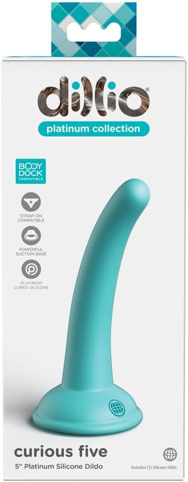 Pipedream Prorducts - Dillio Platinum Collection Curious Five 5" Platinum Cured Silicone Dildo - Teal