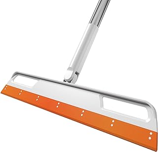 Multifunction Magic Broom, 3-in-1 Adjustable Indoor Broom Sweeper, Detachable Floor Squeegee Glass Wiper, Washable Scraping Brooms for Tile Windows, Pet Hair Remover(Orange)