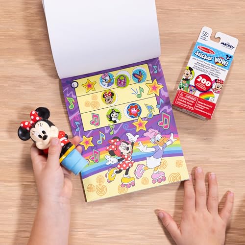 Image of Melissa & Doug Sticker Wow! Disney Minnie Mouse Bundle: 24-Page Activity Book, Refillable Sticker Stamper, Mini Pad, 500 Stickers, Arts and Crafts for Kids Ages 3+