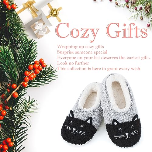 Image of The Metluks Cute Animal House Slippers, Warm Fuzzy Slipper Socks with Grippers Non Slip, Cozy Funny Gifts