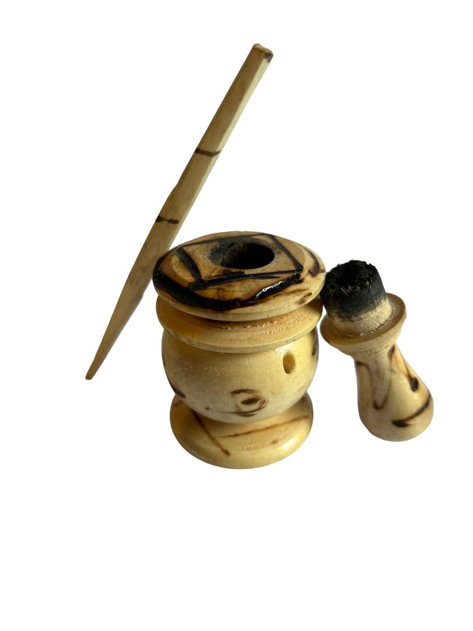 Khôl Naturel Artisanal avec Applicateur en Bois Écologique - Maquillage des Yeux Traditionnel Marocain, Sans Plomb, Hypoallergénique