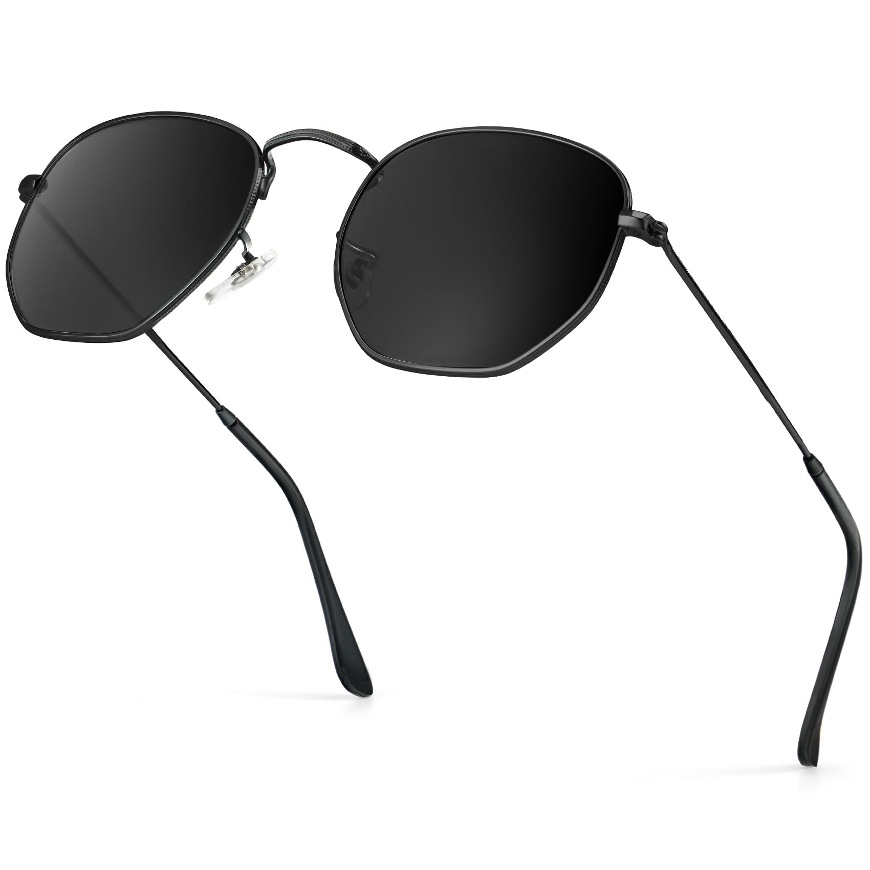 KALIYADI Sunglasses for Women and Men, Polarized Square UV Protection, Trendy Metal Frame Hexagon Sunglasses