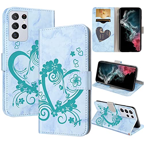 CASAFUNY Case for Samsung Galaxy S22 Ultra 5G, Premium Leather Wallet Case Magnetic Flip Phone Case Shockproof Cover with Card Holder Kickstand for Samsung Galaxy S22 Ultra, Green