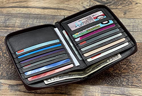 RFID Signal Blocking Zip-around Mens Wallet Genuine Leather European Hipster3
