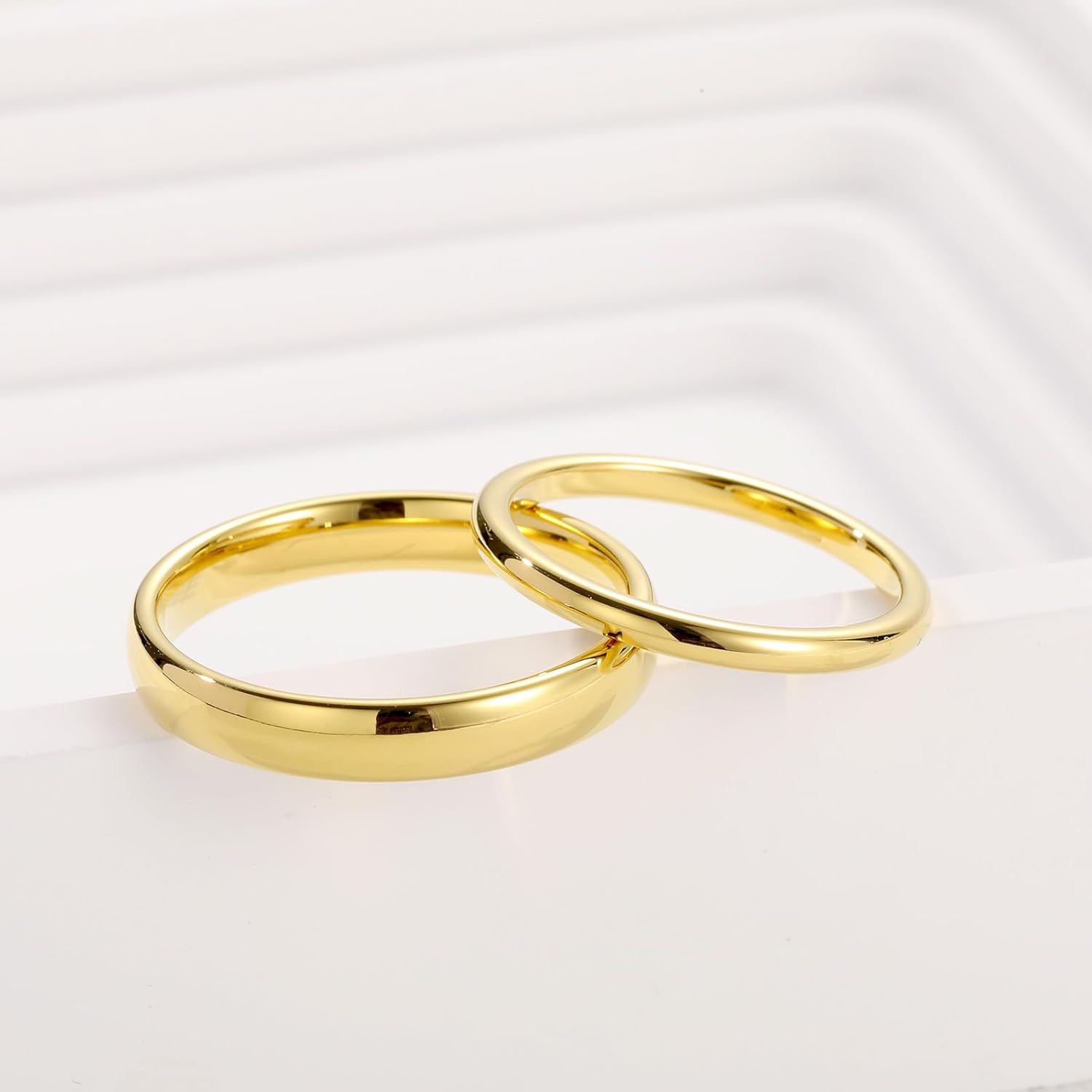 Vakki Gold Tungsten Wedding Bands for Men Women 2/4/6/8mm 14k Gold Plated Slim Stacking Stackable Engagement Promise Rings Domed High Polished Finish Comfort Fit size 5-12