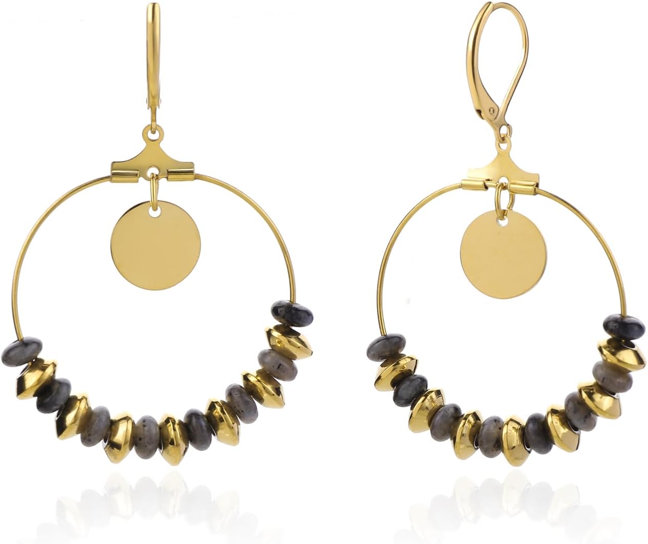 Bohemian crystal dangle earrings women boho vintage gold large
