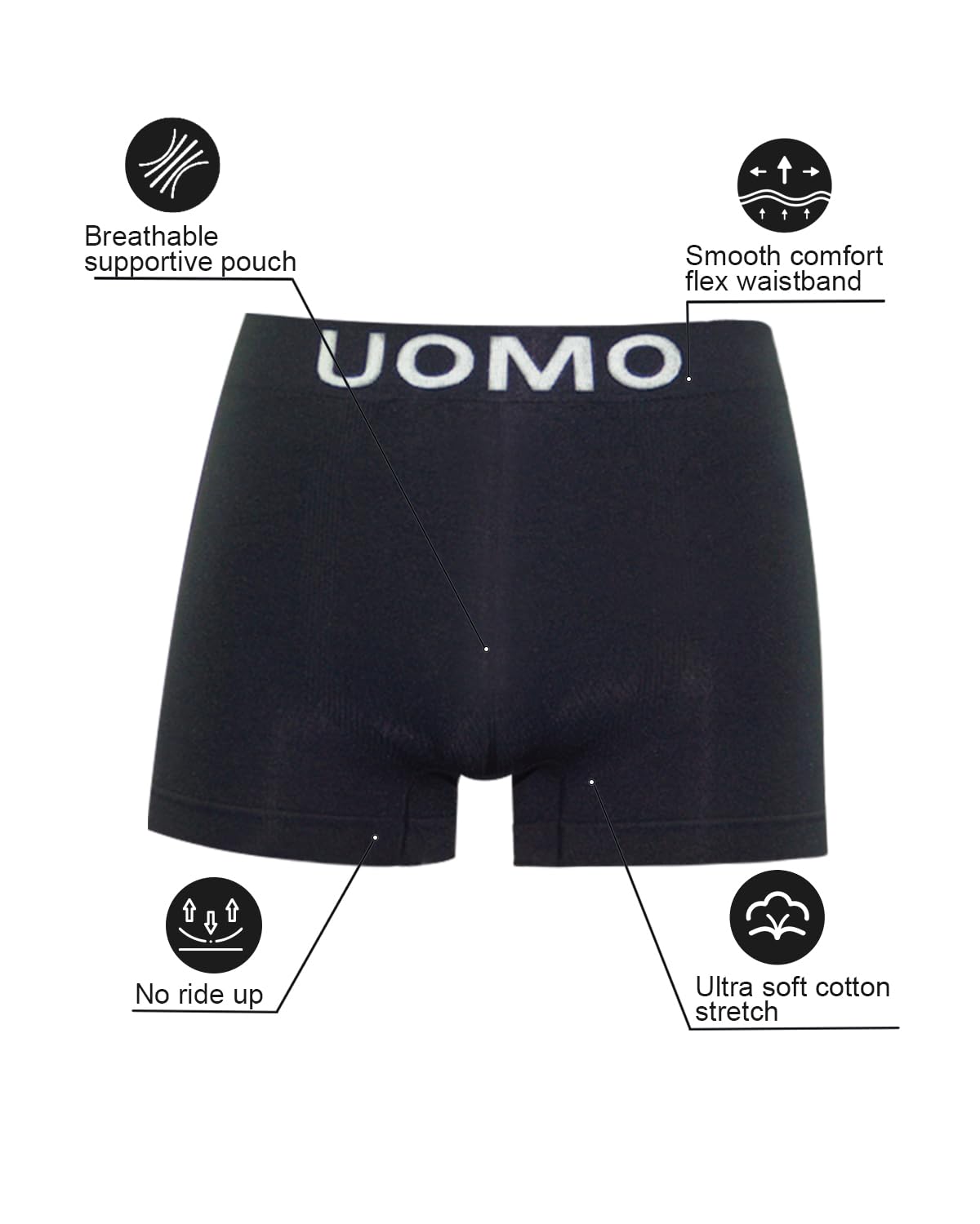 Channo Calzoncillos Licra Sin Costuras Boxer Hombre Suaves, Elásticos y Cómodos - Colección UOMO