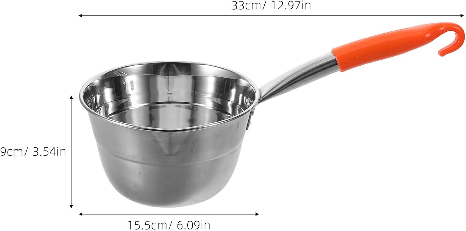 Artibetter Water Dipper Deep Rounded Ladle with Long Handle and Hanging Hook Stainless Steel Sturdy and Deformation for Soup and Porridge Scooping, Garden Watering and Bath Rinsing