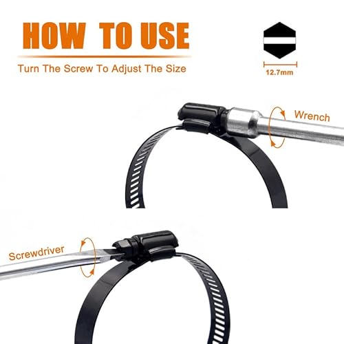 Ispinner 2Pcs 2.5 Inch Stainless Steel Adjustable 40-64Mm Size Range Worm Gear Hose Clamp thumb #4