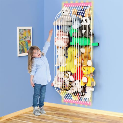 Stuffed Animal Storage Wood Soft Toy Storage for Kids Room,Wall Mount Door Hanging Stuffed Animal Toy Organizer Shelf for Nursery Play Room White wi