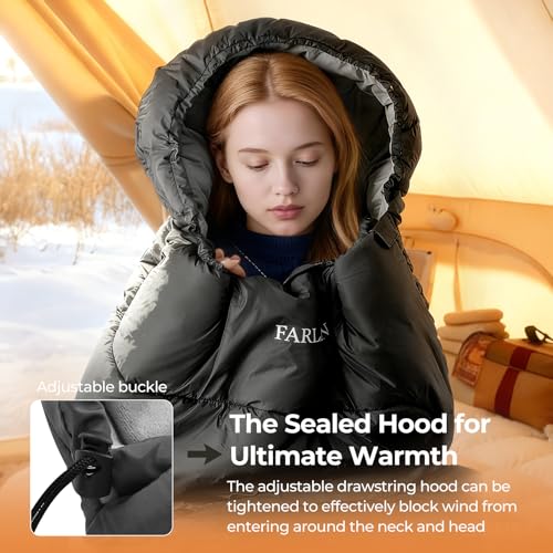 FARLAND Sleeping Bag for Adults, Cold Weather & Warm Plush Fleece-Lined Interior - Portable Waterproof Windproof with Compression Sack for Camping Hiking Traveling Indoor & Outdoor - Thumbnail 6