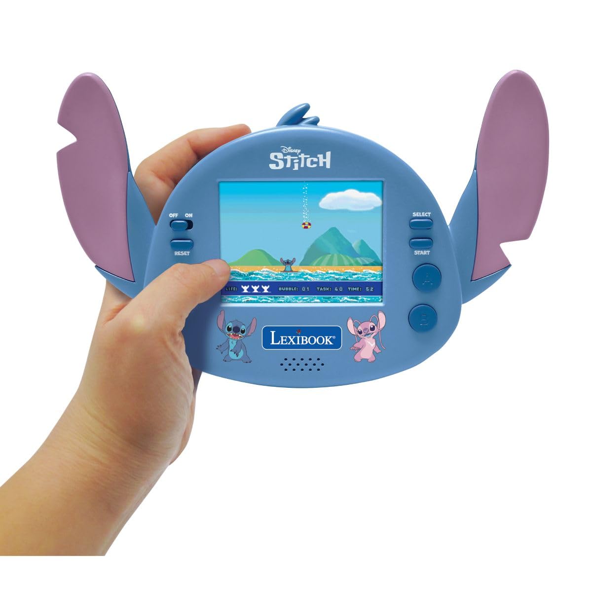 Lexibook, Disney Stitch, kompaktowa przenośna konsola cyber arcade, 50 gier, kolorowy ekran LCD, zasilanie bateryjne, JL3180DLXB