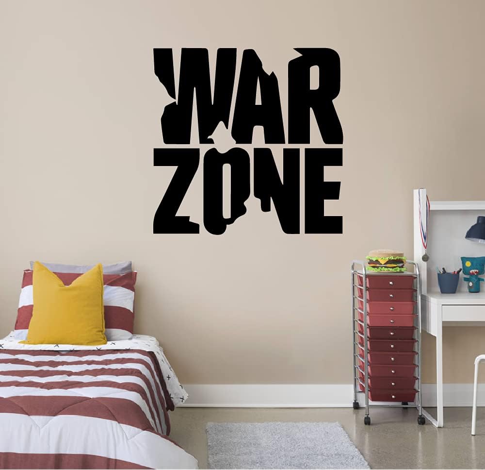 War Zone - Signage War Area Soldiers Military Army Silhouette Vinyl Wall Art Wall Sticker Wall Decal for Boys Girls Room Rooms Bedroom Play Room Play Area Kid House Home Décor Size (18x20 inch)