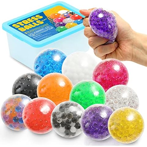 ZaxiDeel 12 Pack Sensory Stress Ball - Alleviate Tension, Anxiety and Improve Focus - Colorful Fidget toy for Kids and Adults with ADHD, Autism Cover