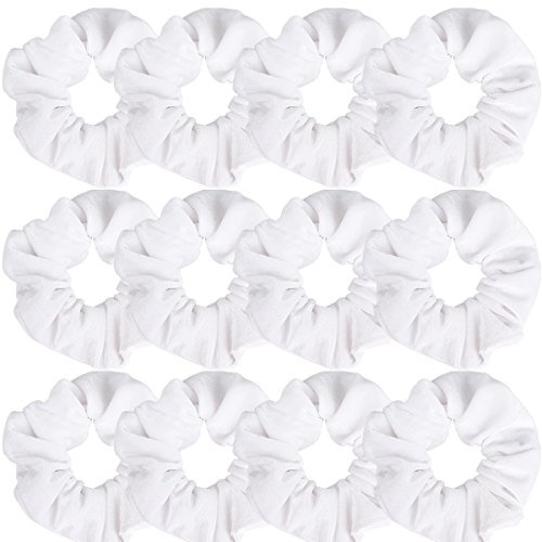 Whavel 12 Pack Hair Scrunchies Velvet Elastics Scrunchy Bobbles Mushy Hair Bands Hair Ties, White