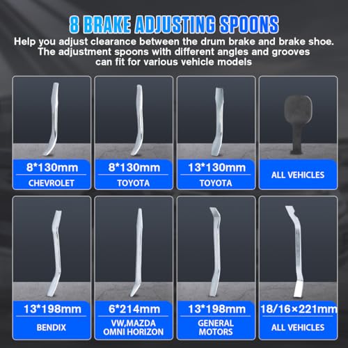 Drum Brake Tool Kit 18PCS Drum Brake Tools Labor-saving Brake Spring Pliers Anti-rust Brake Spring Installer Remover Compressor Brake Adjustment Spoon Brake Pad Gauge Measuring Tool Brake Bleeder Hose - Thumbnail 6