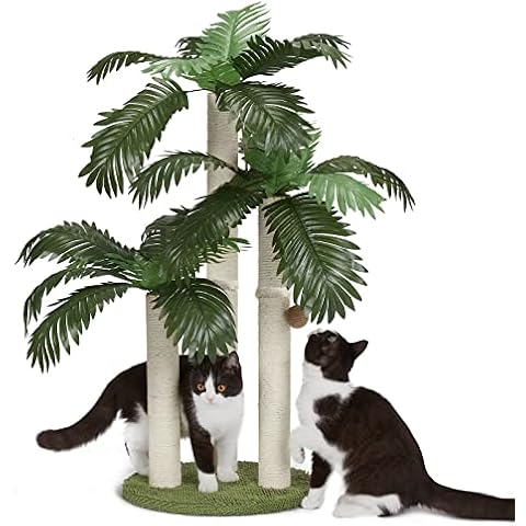 Neekor 31.5Inch Cat Scratching Post,Cat Scratcher Tree with 3 Scratching Poles & 2 Interactive Dangling Balls for Indoor Outdoor Kitten & Adult Cat Use Cover