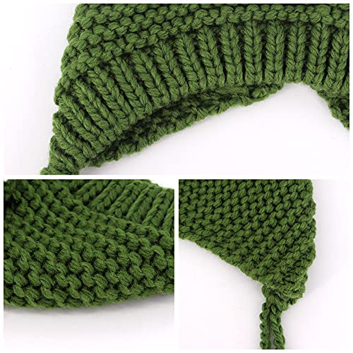 Haoohu Knitted Frog Headband Hat Cute Cartoon Crochet Frog Hat Beanie Hats For Cosplay Photo Props Green #TOP4