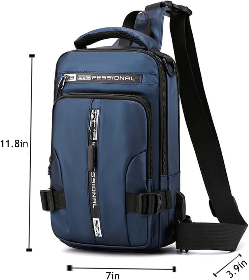 Men Sling Bag Shoulder Crossbody Backpack with Adjustable Strap Waterproof Chest Bag with USB Charging Port Casual Daypack