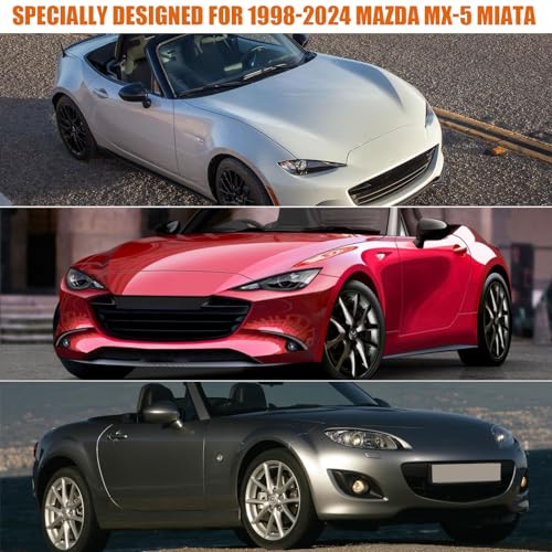 Image of Waterproof Car Cover Replace for 1998-2025 Mazda Miata /MX-5, 6 Layers All Weather Miata Car Covers with Zipper Door & Windproof Bands for Snow Rain Dust Hail Protection
