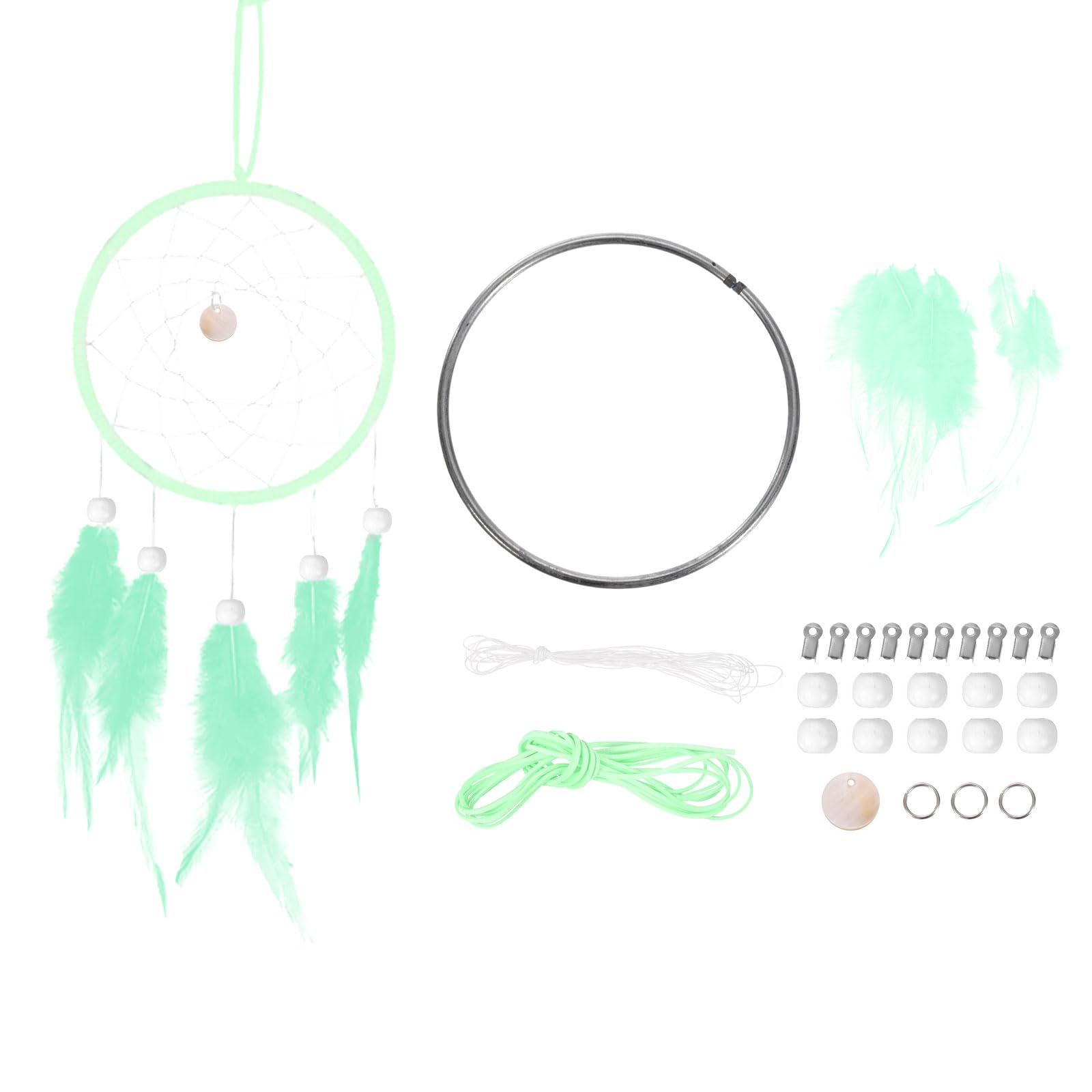 PATIKIL DIY Dream Catcher Kit, Making Dream Catcher Supplies Wall Hanging Handmade Dream Catcher Kits for Beginner Style 3, Mint Green