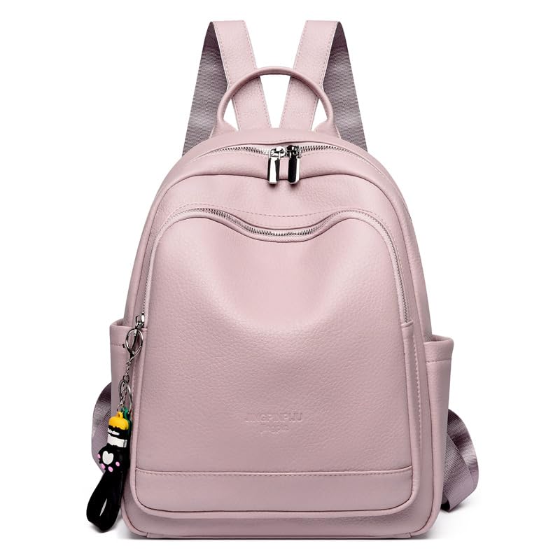IMPK® Pu Leather Zipper Backpack for Unisex-image-3