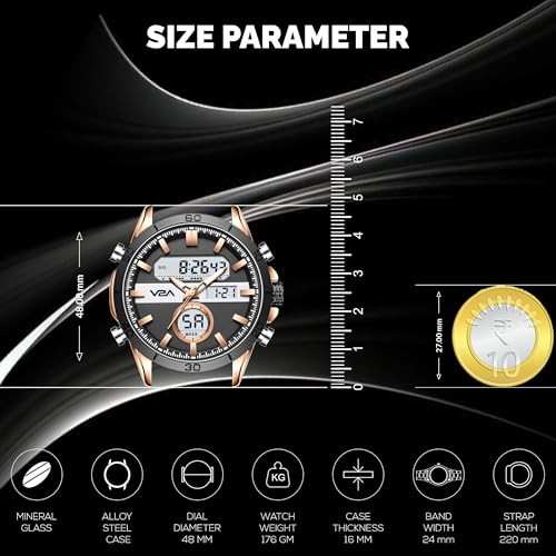 Image of V2A Fusion Series Analog-Digital Men's Watch with Stainless Steel Band & Alloy Steel Case - Alarm, Stopwatch, EL Backlight Watch for Men | Gift for Men