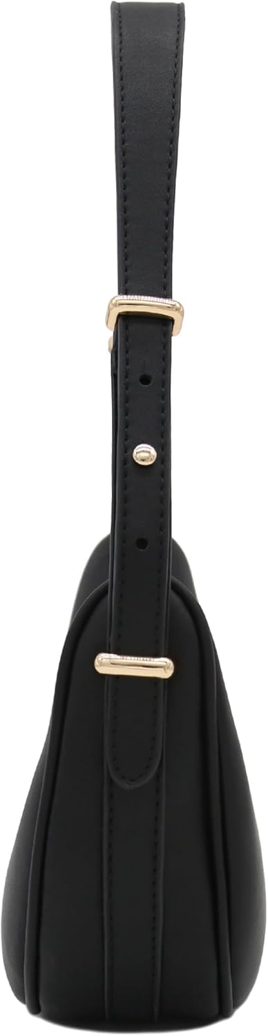 Small Crescent Smooth Faux Leather Underarm Shoulder Bag - Image 4