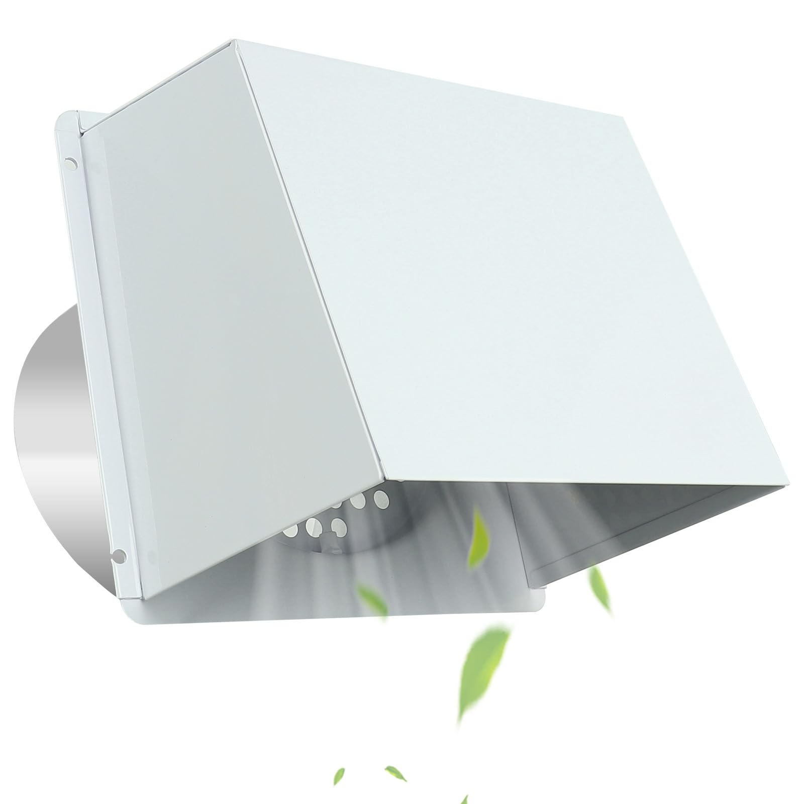 8 Inch Dryer Vent Cover with Screen and Damper,Outdoor Wall Exhaust Vent Cover,Hooded Wall Vent for Kitchen, Range Hood, Dryer Ventilation (White)