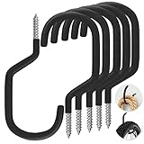 GXF Heavy Duty Rubber Coated Extra-Large J-Shape Bike Storage Hooks, 6 Pack, Black, Up to 70 Lbs, Wall Mount, Steel, PVC, Garage, Workshop