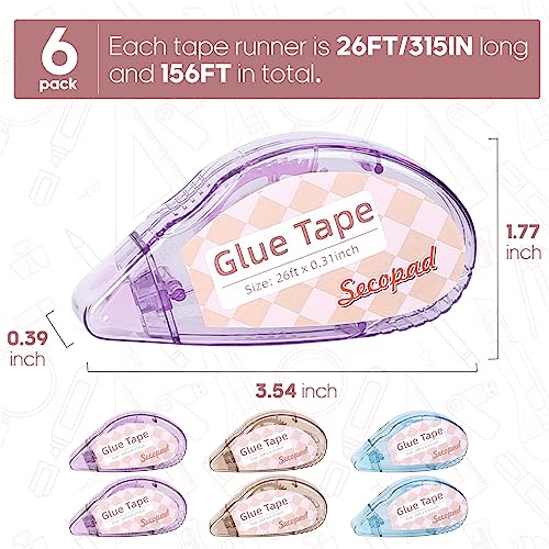 Image of Scrapbook Tape, 12 Pack Double Sided Tape Roller for Crafts, Adhesive Glue Runner Scrapbooking Supplies Journaling School Office Supplies for Kids and Adults, 0.3IN x 26FT