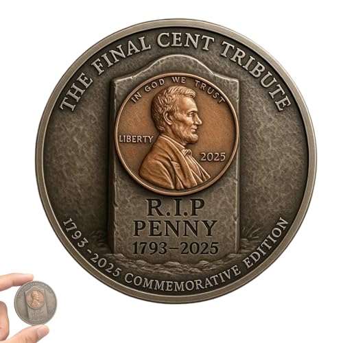 Final Cent Memorial Coin (1909-2025) - Nostalgic Commemorative Token for Coin Collectors & History Enthusiasts,Last US Cent Tribute,Collector's Gift for History & Coin Enthusiasts (1pc)