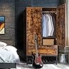 Bonnlo Armoire Wardrobe Closet with Hanging Rod Bedroom 71 Freestanding Wardrobe Cabinet with Doors Adjustable Shelves and Drawer Open Compartment Rustic Brown 38 W x 21 D x 71 H