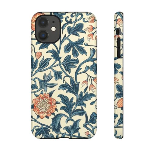 Coque iPhone 11 motif floral bleu rigide et brillante antichoc