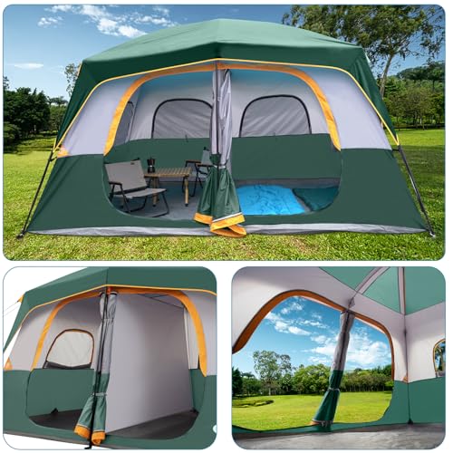 Image of UNP 2 /4 /6 /8 Person Tent, Portable Cabin Tent, Camping Tent 4-Person Easy Set Up, Waterproof with Top Rainfly for Outdoor Camping /Hiking