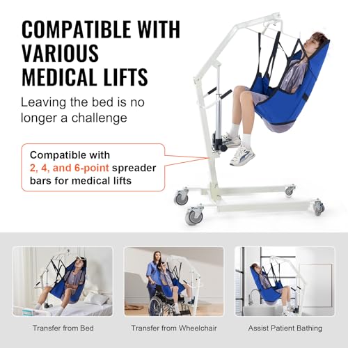 Image of VEVOR Patient Lift Sling with Head Support- Large Size, Universal Patient Lift Sling, Divided Leg Transfer Sling for Bathing, Patient Lift Medical Sling for Elderly, Disabled, Bedridden, 600LBS