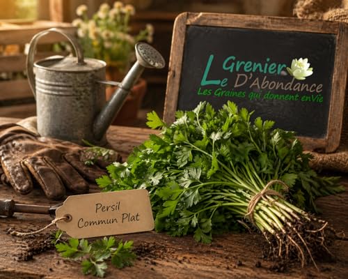 500 graines Aromatiques à semer - Le Grenier d'Abondance - PERSIL COMMUN PLAT - Petroselinum...