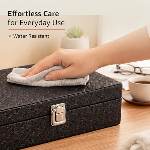 Image of Amazon Basics Unisex Faux Leather Watch Organiser Box with 8 Slots| 23.5LX21BX8H cm | Black