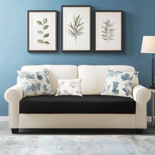 Image of CHUN YI Stretch Loveseat Couch Cushion Cover Suitable for 2 Settee, Sofa Seat Slipcover with Spandex Jacquard Fabric(Medium,Black)