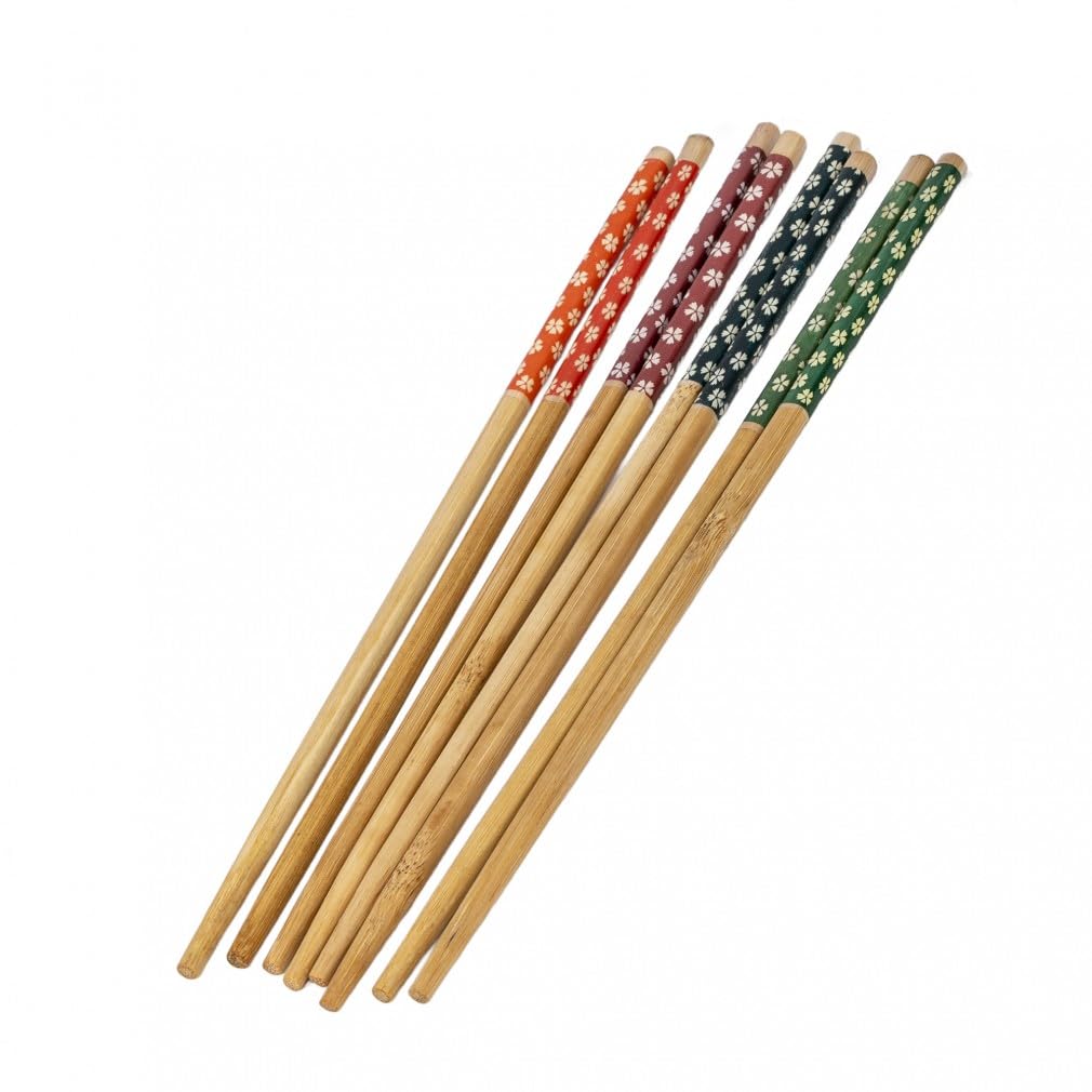lachineuse - Set di 4 ciotole giapponesi Zen con fiori di ciliegio ⌀ 10,5 cm - Ciotole per riso, poke bowl, colazione e zuppa - 4 paia di bacchette - Ciotola giapponese asiatica - Regalo giapponese