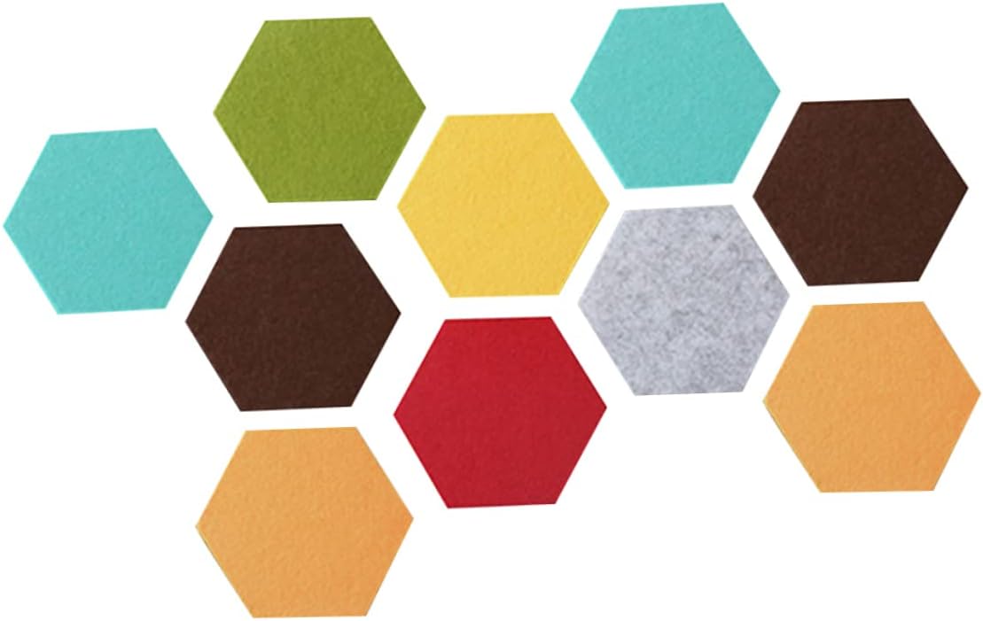 jojofuny 10pcs Colorful Hexagon Felt Board Panels Versatile Wall Decor for Home Office for Photos Memos Reminders Easy Peel Stick Installation Design Random Color