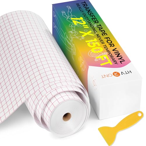 Image of HTVRONT Transfer Tape for Vinyl, 12 inch x 150 FT, Red Alignment Grid | Easy to Transfer, Medium Tack, For Self Adhesive Vinyl, For Decals Signs Windows Stickers