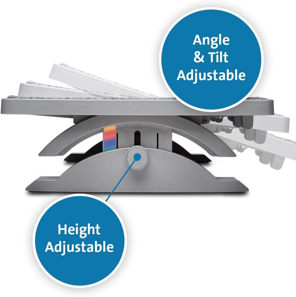Kensington SoleMate Pro Elite Foot Rest for Under Desk, Foot Stool with Memory Foam and SmartFit Ergonomic System, Footrest with 6-Level Adjustable Non-Slip Base for Office Desk & Home