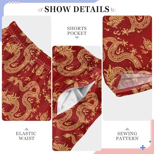 Dragon Happy New Year Boys Long Pants Soft Trousers Elastic Waist Kids Lounge Bottoms with Pockets S-XL4