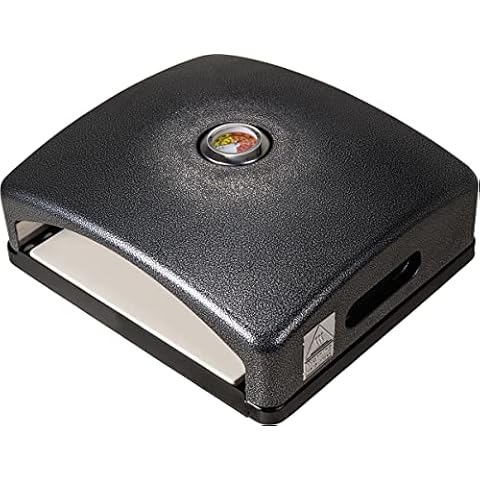 Heidenfeld Pizzaaufsatz Bologna | Grillaufsatz - Pizzamaker - Edelstahl - 540°C - Thermometer inklusive - Pizzabox - integrierter Pizzastein Cover