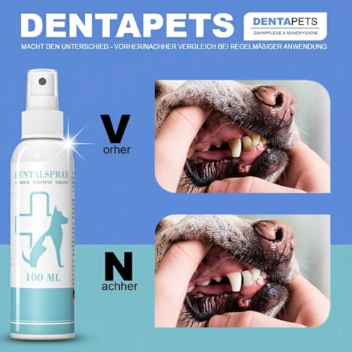 Dentalspray für Hunde & Katzen – Effektiv gegen Zahnbelag & Zahnstein – 100% natürlich & erfrischend - Hilft bei Mundgeruch – Zahnpflege & Reinigung ganz ohne Bürste für strahlend weiße Zähne