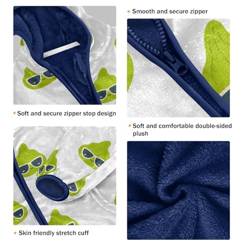 Cartoon Wasabi Character Girls Fleece Jacket Girls Fall Jacket Girls Zip Up Hoodie Girls Sherpa Jacket 2-10T3