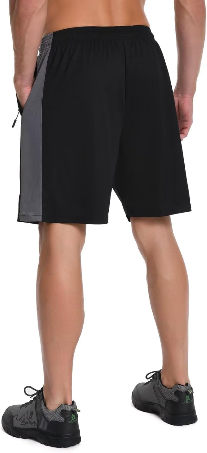 HQUEC Men's Athletic Running Shorts 7" Quick Dry Lightweight Mesh Workout Shorts with Zipper Pockets Gym Basketball Tennis - Image 2